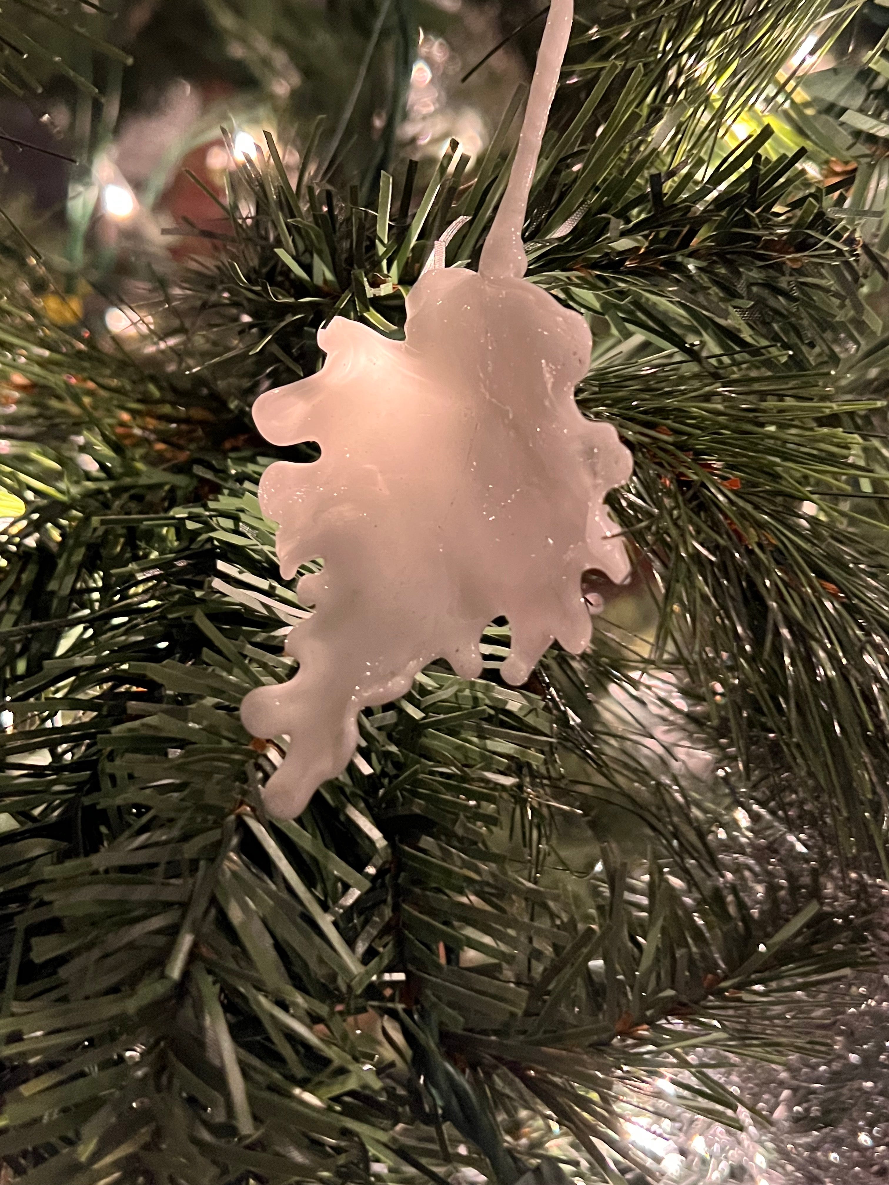 Snow Frosted Glass Leaf Ornament